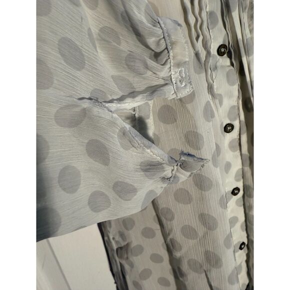 Xhiliration White Polka Dot Button Shirt XS - Picture 4 of 6